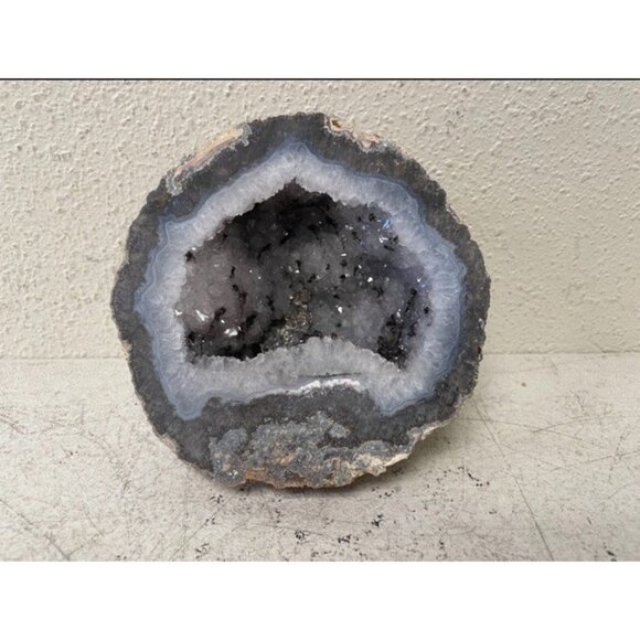 Agate Amethyst Geode Mineral Rock Half 5”X4.5” - Picture 1 of 5
